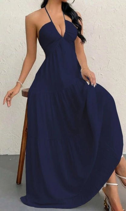 Women'S Plain Dress, Summer Clothes Women, Casual Sleeveless Backless Dress for Beach Holiday Vacation, Ladies Summer Clothes