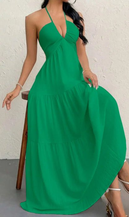 Women'S Plain Dress, Summer Clothes Women, Casual Sleeveless Backless Dress for Beach Holiday Vacation, Ladies Summer Clothes