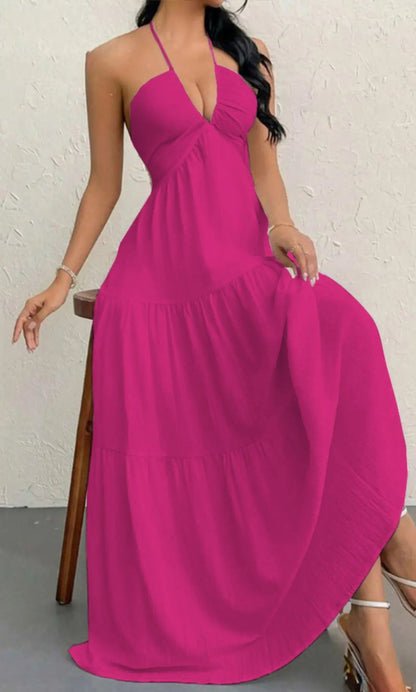 Women'S Plain Dress, Summer Clothes Women, Casual Sleeveless Backless Dress for Beach Holiday Vacation, Ladies Summer Clothes
