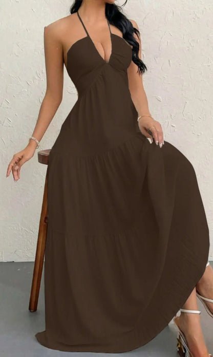 Women'S Plain Dress, Summer Clothes Women, Casual Sleeveless Backless Dress for Beach Holiday Vacation, Ladies Summer Clothes